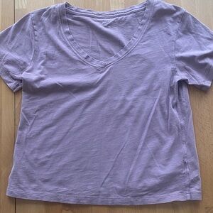 Athleta Purple V-Neck Tee Shirt Cotton